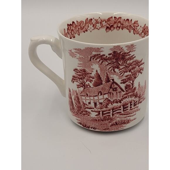JG Meakin Teacup Saucer Romantic England Anne Hathaway Ironstone China Red Vtg - Picture 6 of 16
